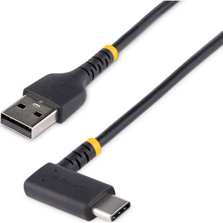 STARTECH.COM Cabo de carregamento USB A para C de 1 pé (30 cm), em ângulo reto, de alta resistência, com carregamento rápido USB