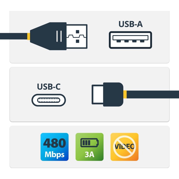 STARTECH.COM Cabo de carregamento USB A para C de 1 pé (30 cm), em ângulo reto, de alta resistência, com carregamento rápido USB
