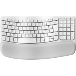 Clavier Logitech Wave Keys avec repose-poignets rembourré, sans fil, Bluetooth LE, QWERTY, blanc cassé (PAN)