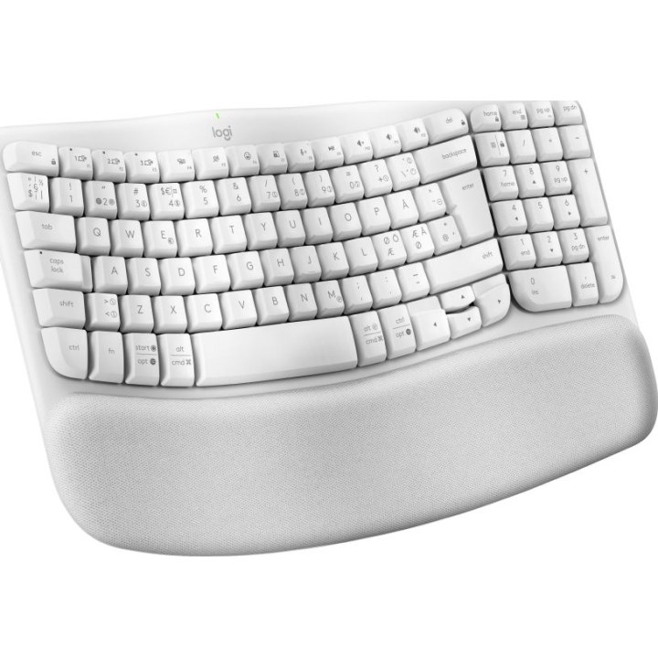 Teclado Logitech Wave Keys con reposamanos acolchado, inalámbrico, Bluetooth LE, QWERTY, color blanco roto (PAN)