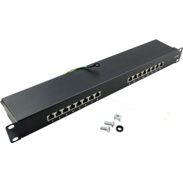Panel de conexiones de 19", 16 puertos Cat6 STP, negro, EconLine, Logilink