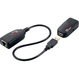 Extensor USB 2.0 Cat. 5, 50 m, cable flexible, negro