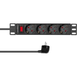 Logilink 4-socket power strip with switch, 10" (1U), 2m