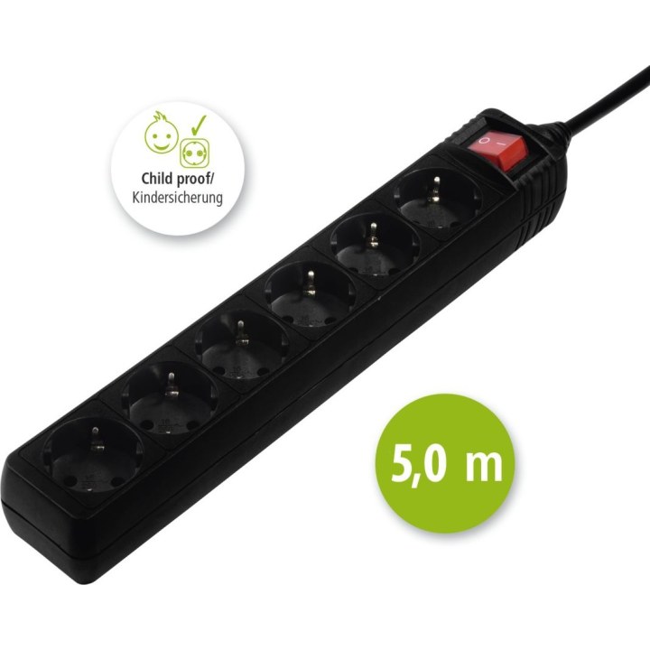 Multitoma Hama com interruptor, 5 m