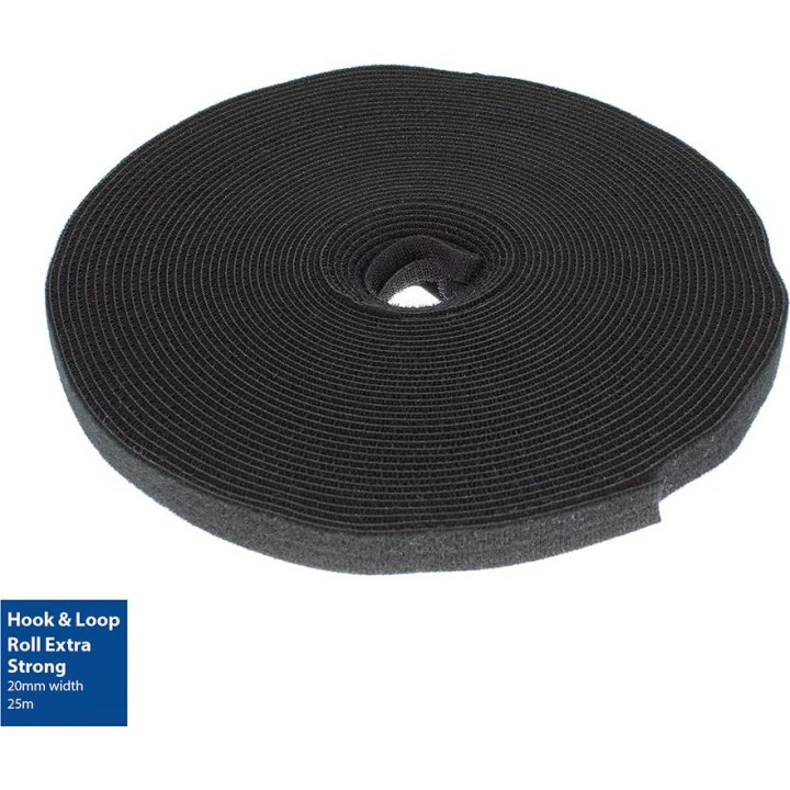 ACT CT4043 Klettband extra stark 20 mm 25 m Schwarz