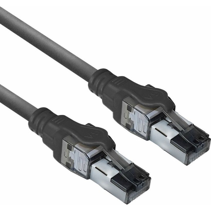 Cavo patch nero da 3 metri S/FTP CAT6A IDC 4PPoE / PoE++ 100 W LSZH antiaggrovigliamento con connettori RJ45, ACT Powerpatch