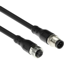 Cable de sensor industrial de 5,00 metros, con conector macho M12A de 4 pines a conector hembra M12A de 4 pines, cable Superflex