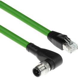 Industrial 5.00 meters Sensor cable M12D 4-pin male right angled to RJ45 male, Superflex Xtreme TPE cable, shielded