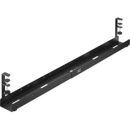 Under desk extendable cable management tray with clamp mount