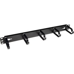 Cable management panel with 5 rotatable D-rings, 19-inch, 1U