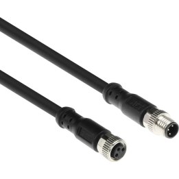 Cabo de sensor industrial de 5,00 metros, de conector macho M8A de 3 pinos para conector fêmea M8A de 3 pinos, cabo Ultraflex Xt