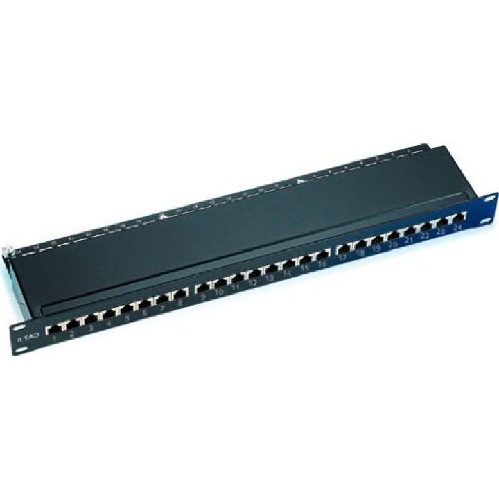 CAT6 shielded patch panel, 24 ports, with cover