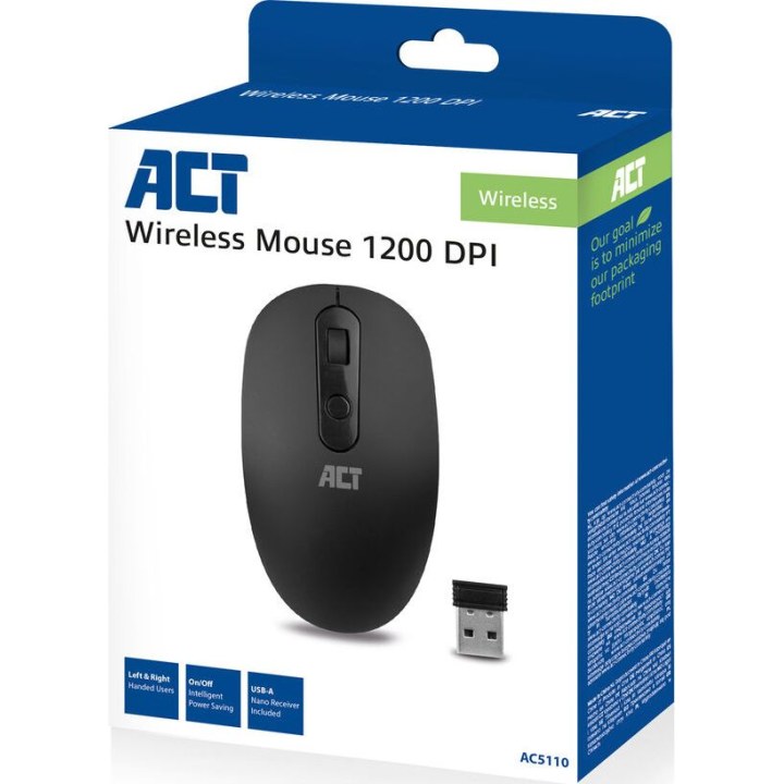 ACT Wireless Mouse 1200 DPI, eco-friendly, made from recycled materials
