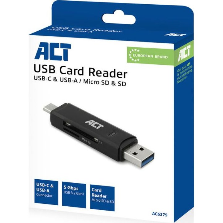 ACT USB-C/USB-A 3.0 card reader