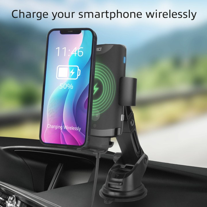 Automatic smartphone car mount with wireless charging