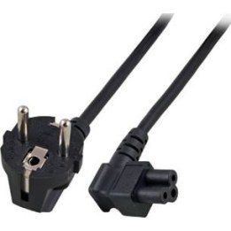 Cabo de alimentação com conector Schuko CEE 7/7 macho (angular) - C5 (angular) IEC 60320, preto, 5 m