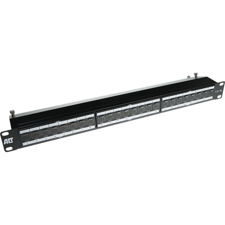 CAT6A shielded patch panel, 24 ports, with cover