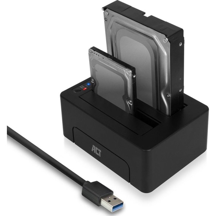 Estação de acoplamento dupla para HDD/SSD SATA de 2,5 polegadas e 3,5 polegadas, USB 3.2 Gen1