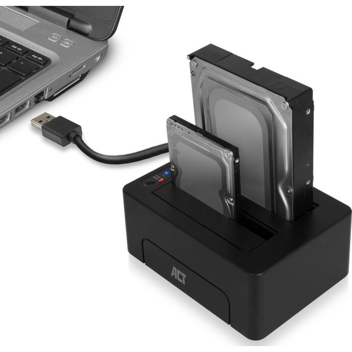 Estação de acoplamento dupla para HDD/SSD SATA de 2,5 polegadas e 3,5 polegadas, USB 3.2 Gen1