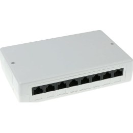Surface-mounted, unshielded 8-port CAT6 box