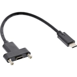 INLINE USB 3.1 adapter cable: Type C plug to Type C panel socket, 0.2 m, black