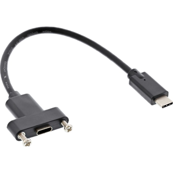 INLINE USB 3.1 adapter cable: Type C plug to Type C panel socket, 0.2 m, black