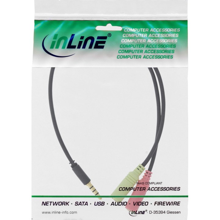 InLine 99302J Headset-Adapterkabel 3,5 mm auf 2x 3,5 mm schwarz 1 m