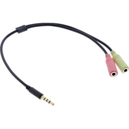 InLine 99302K Headset-Adapterkabel 3,5 mm Stecker an 2x 3,5 mm Buchse schwarz 2 m