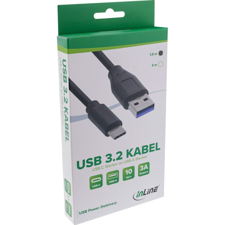 USB-A   USB-C (ST-ST) InLine 2 m Preto