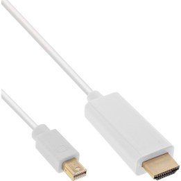 Cable convertidor INLINE de Mini DisplayPort a HDMI con audio, blanco, 2 m