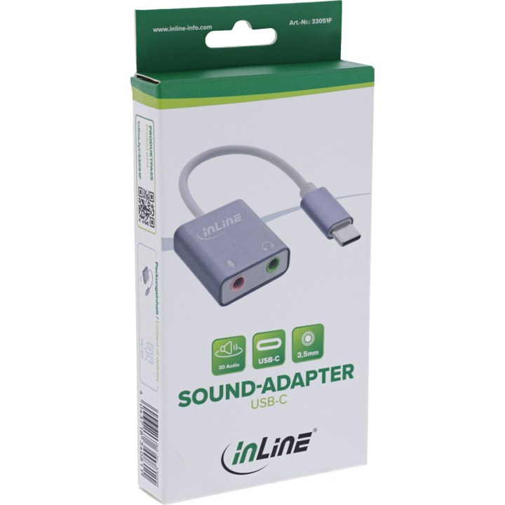 INLINE USB Audio Soundadapter USB-C Kabel