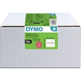 DYMO Multi-purpose white permanent labels, 12 rolls, 320 labels, permanent adhesion.