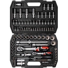 YATO YT-12681 Set di chiavi a bussola professionali 94 pezzi per meccanici, finitura in acciaio satinato