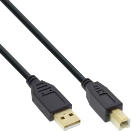 Câble InLine® USB 2.0, A vers B, noir, contacts dorés, 2 m