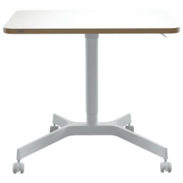 LEITZ Ergo height-adjustable sit-stand desk, small, with castors, white