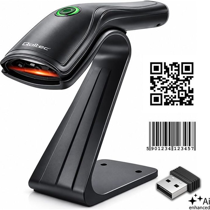 Drahtloser Barcode-Scanner, 1D-/2D-Scanner mit Ständer, USB