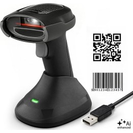 Scanner di codici a barre wireless 1D e 2D con supporto e connessione USB