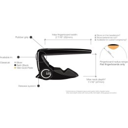 G7th Performance 2 Classical Satin Black – capo for classical and flamenco guitars