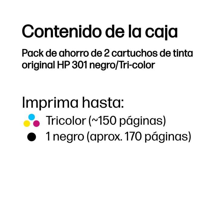 HP Confezione da 2 cartucce originali di inchiostro nero/tricromia 301