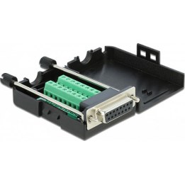 Conector hembra D-Sub de 15 pines a bloque de terminales con carcasa