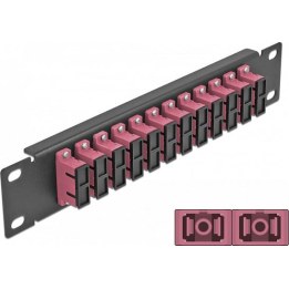 Panel de conexiones de 10" (LWL), 12 puertos SC dúplex, violeta, 1 HE, negro