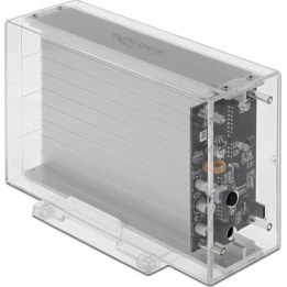 Carcasa externa dual para 2 discos duros SATA de 3,5" con conector USB Type-C™, transparente — sin necesidad de herramientas