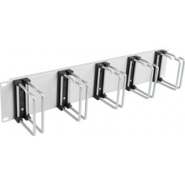 Panel de gestión de cables EFB de 19" y 2U, 5 soportes dobles de 75 mm, panel frontal RAL7035