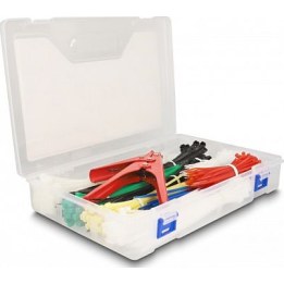 Kabelbinder-Sortimentsbox mit Kabelbinderzange, 600-teilig, bunt