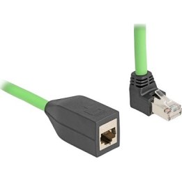 Cabo de extensão de rede RJ45 Cat.6A, conector macho angular na extremidade superior para tomada fêmea SF/UTP, adequado para cor