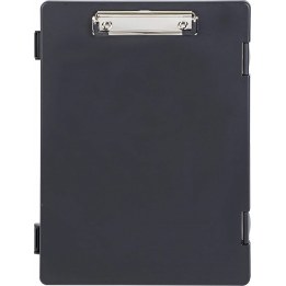 MAULcompact prancheta A4 em PP com compartimento, abertura lateral, preto/prateado