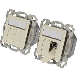 EFB Cat.6A data socket, right/left, flush-mounted, 2xRJ45, white