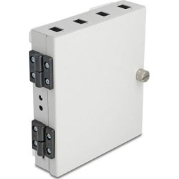 LWL Wandbox per 4 adattatori SC simplex o LC duplex, involucro in metallo