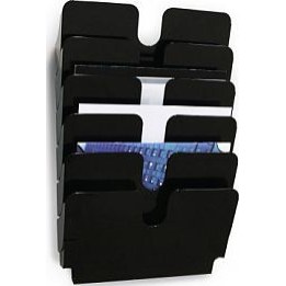 Flexiplus wall-mounted leaflet holder, DIN A4 landscape, 6-compartment, black
