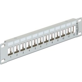 10" Keystone Patchpanel 12 Port Metall grau